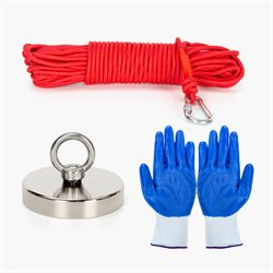 Stanlord Fishing Salvage Magnet 340kg with anti-slip gloves and 20m rope