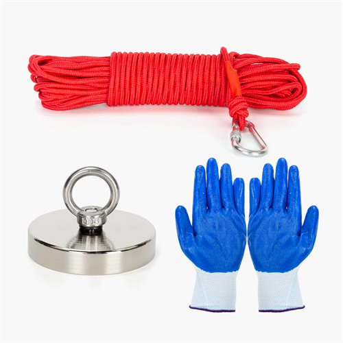 Stanlord Fishing Salvage Magnet 340kg with anti-slip gloves and 20m rope